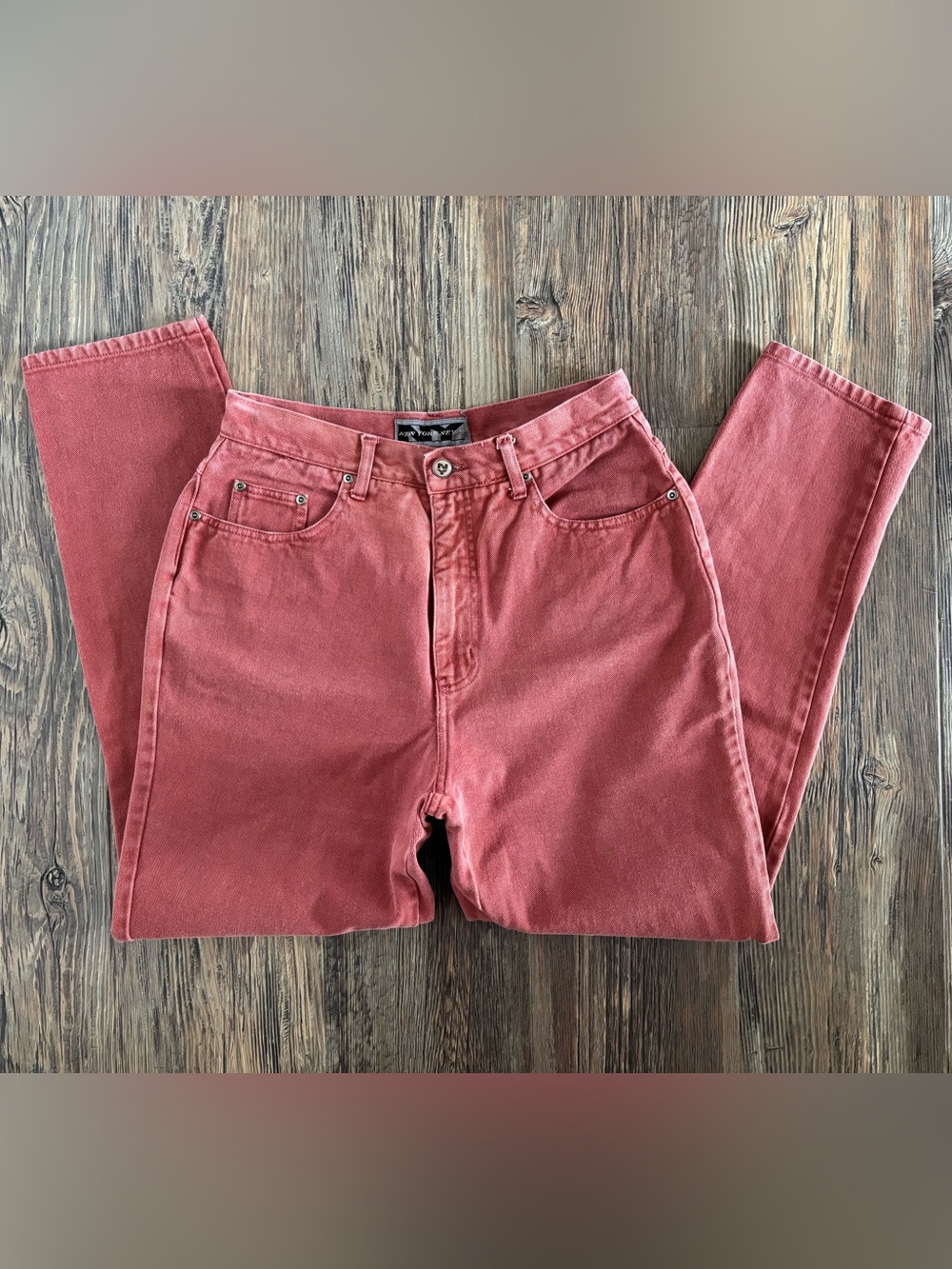 Vtg New York News Mom Jeans Size 14 Coral Colored Denim High Waist 90s